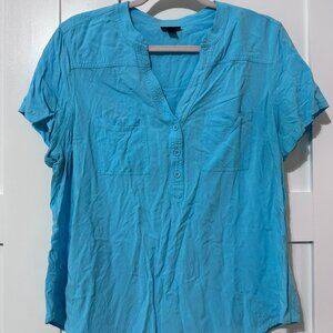 Torrid Harper Short-Sleeve Shirt Size 0/L Electric Blue